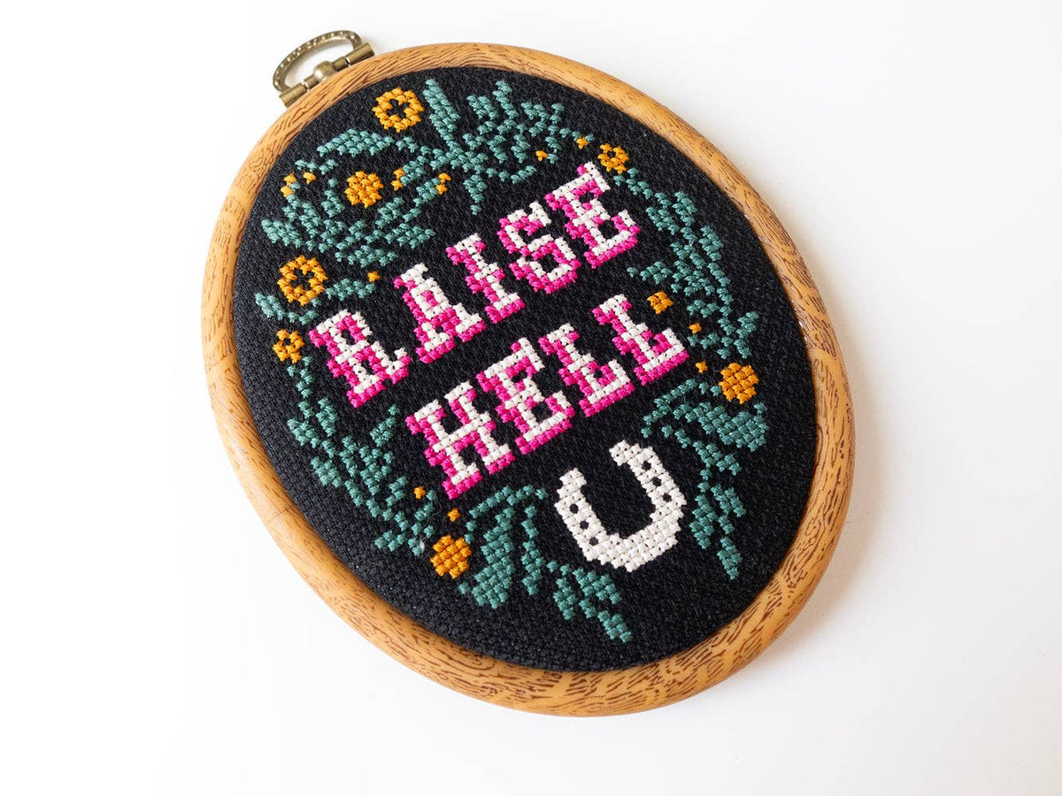Raise Hell Cross Stitch Kit-Stitched Modern