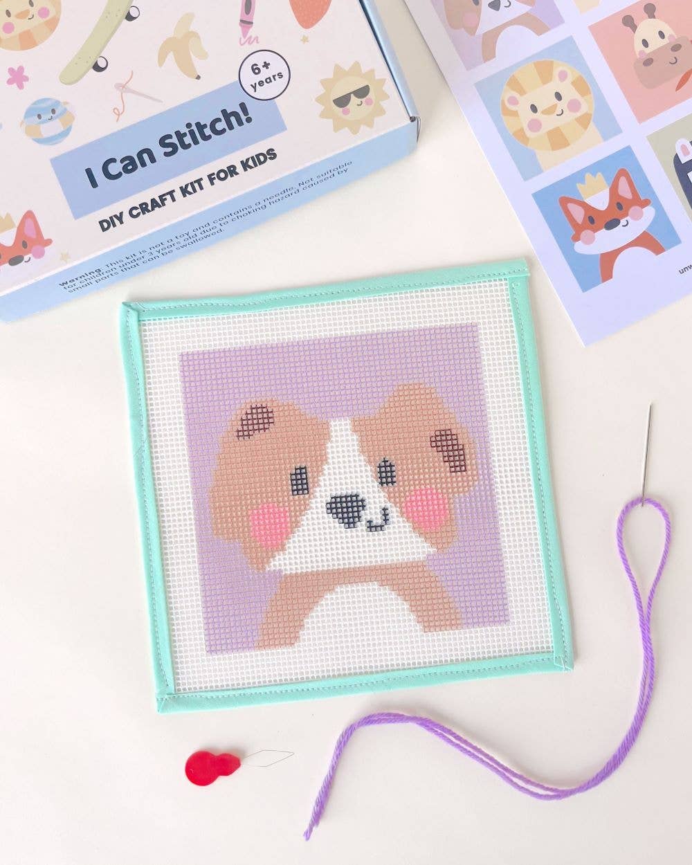 Needlepoint Kit for Kids - David, the Dog-Stitched Modern