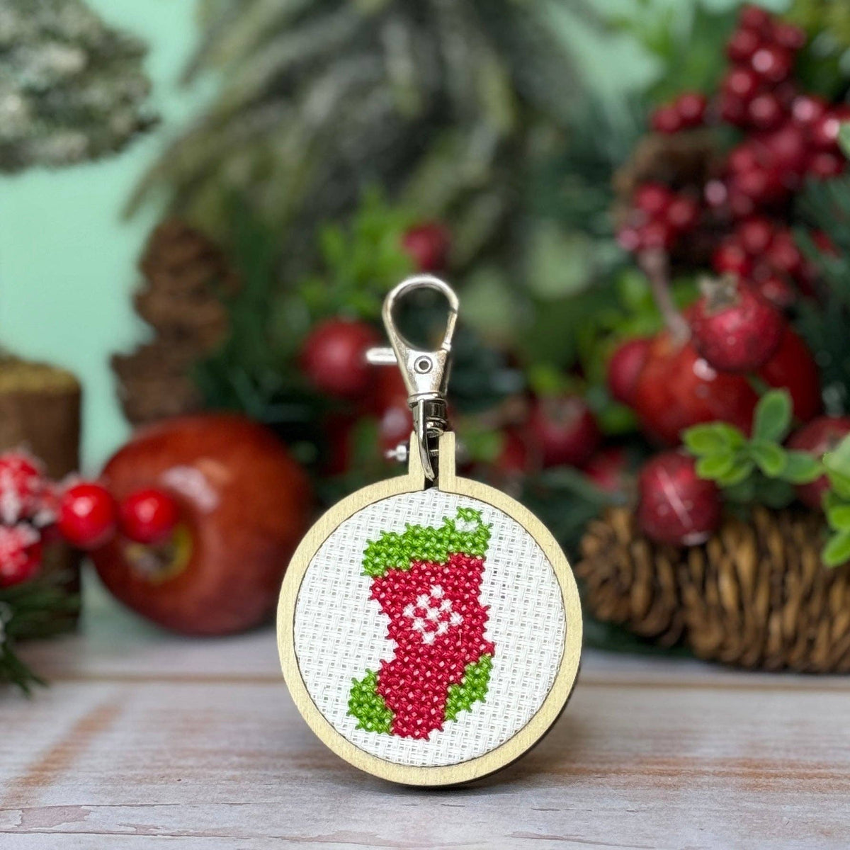 Mini Matchbox Cross Stitch Kit - Christmas Stocking