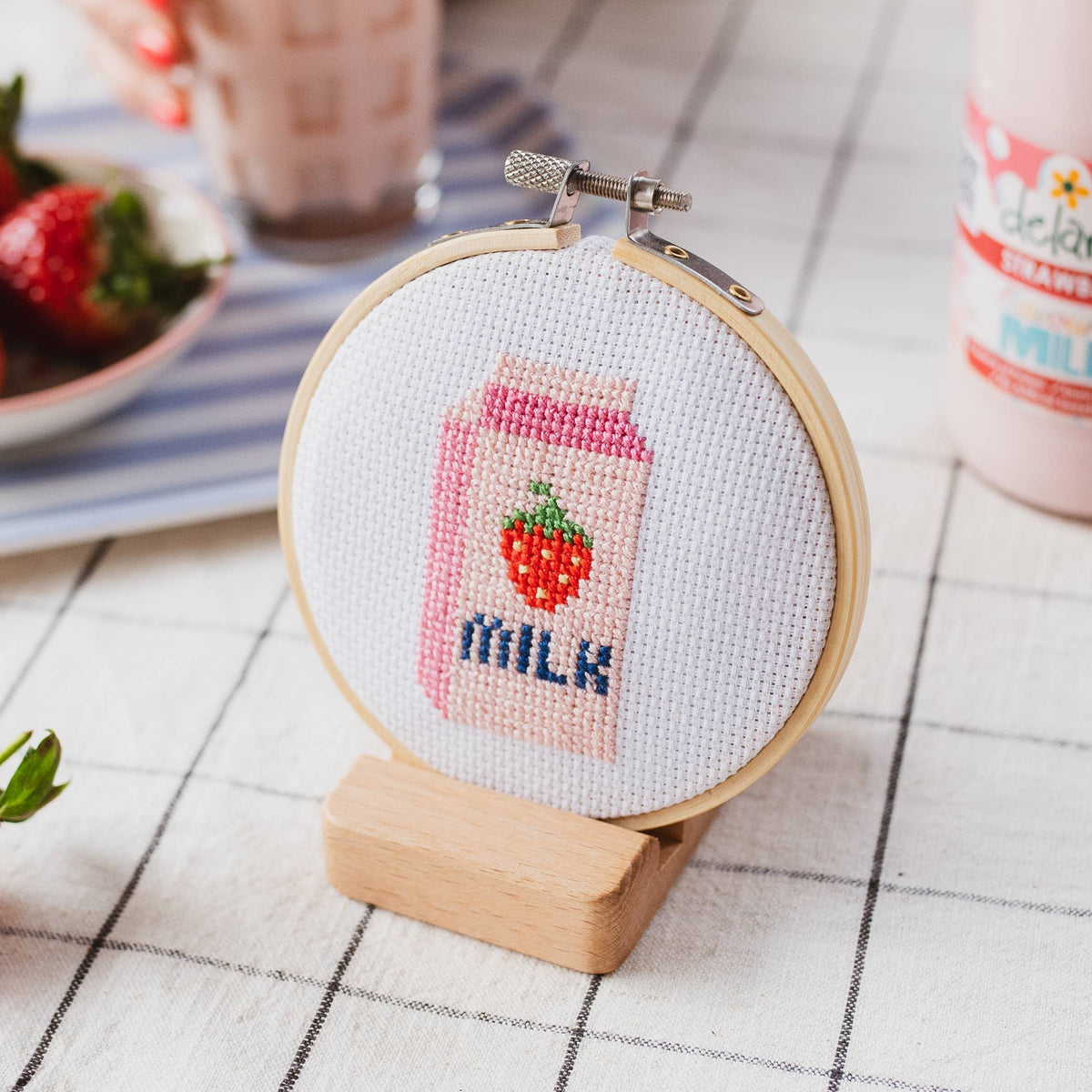 Strawberry Milk Cross Stitch Kit
