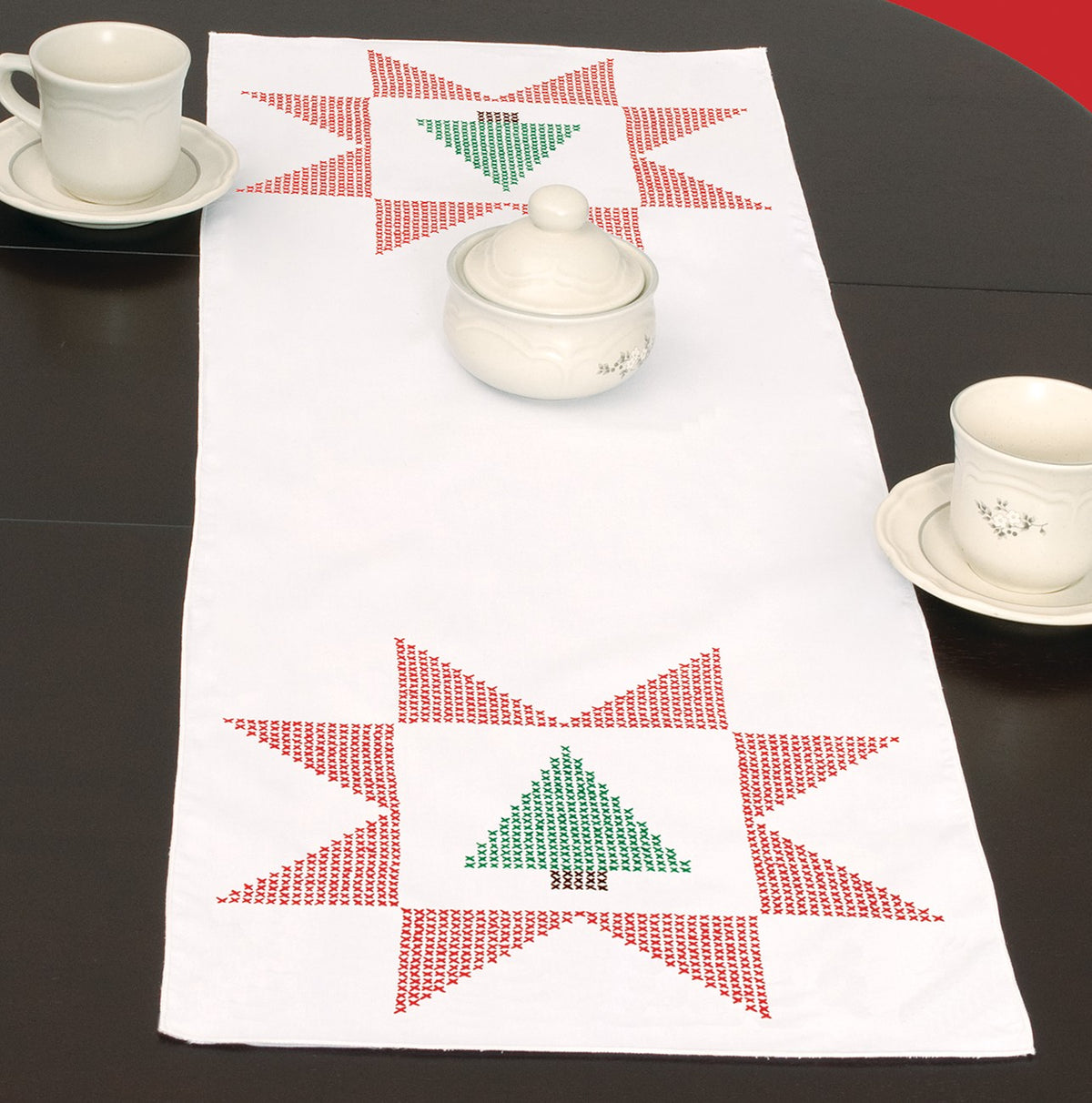 Stamped Cross Stitch Table Runner - Christmas Tree