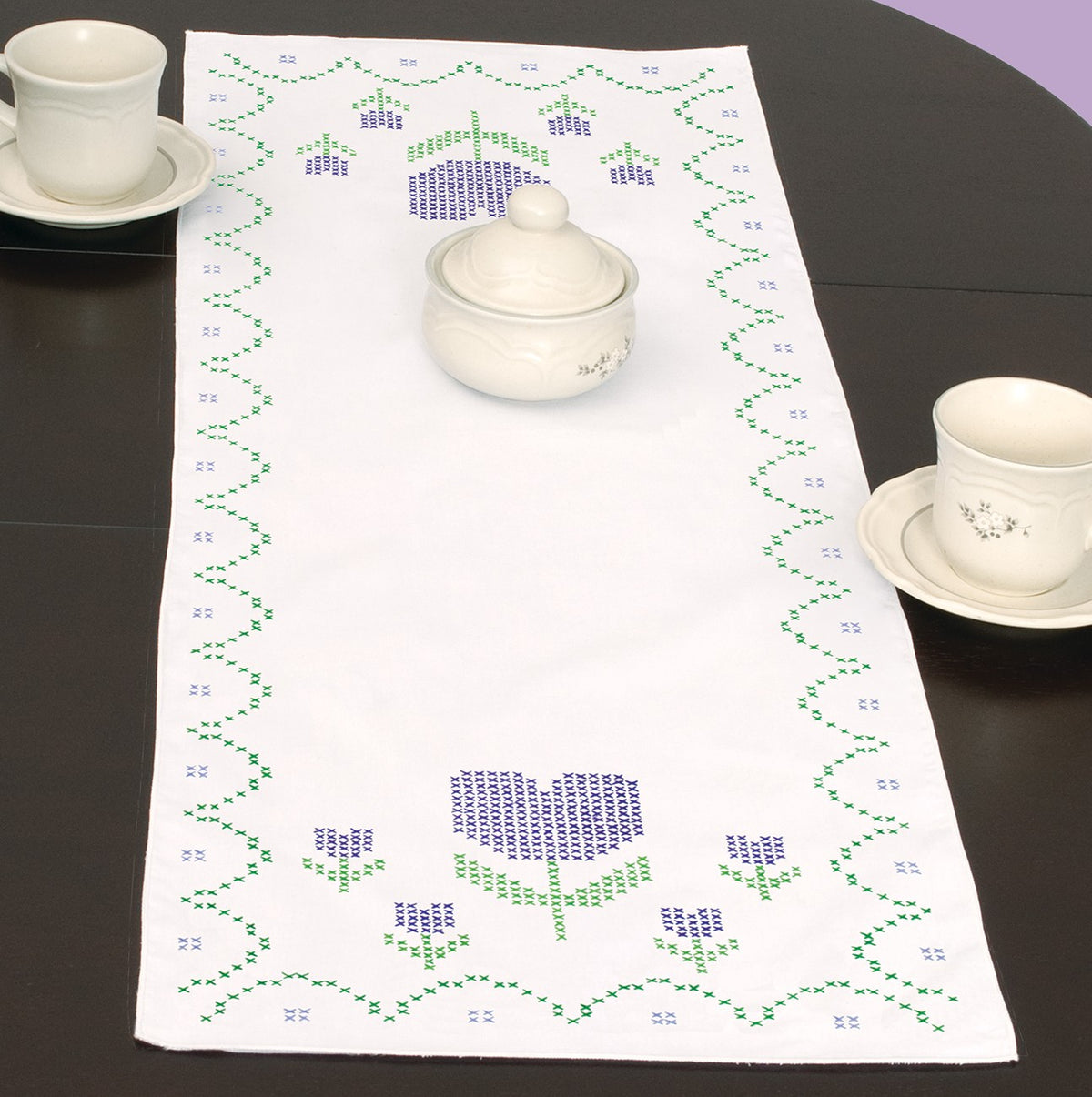 Stamped Cross Stitch Table Runner - Tulips