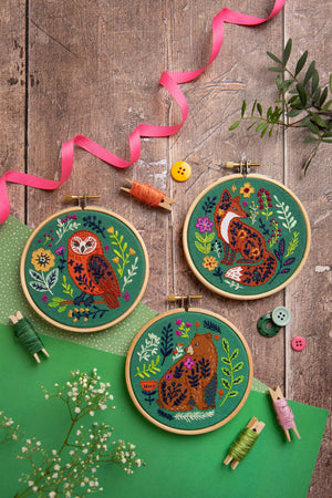 Folk Owl Mini Hand Embroidery Kit