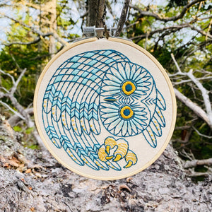 Saw Whet Owl Hand Embroidery Kit
