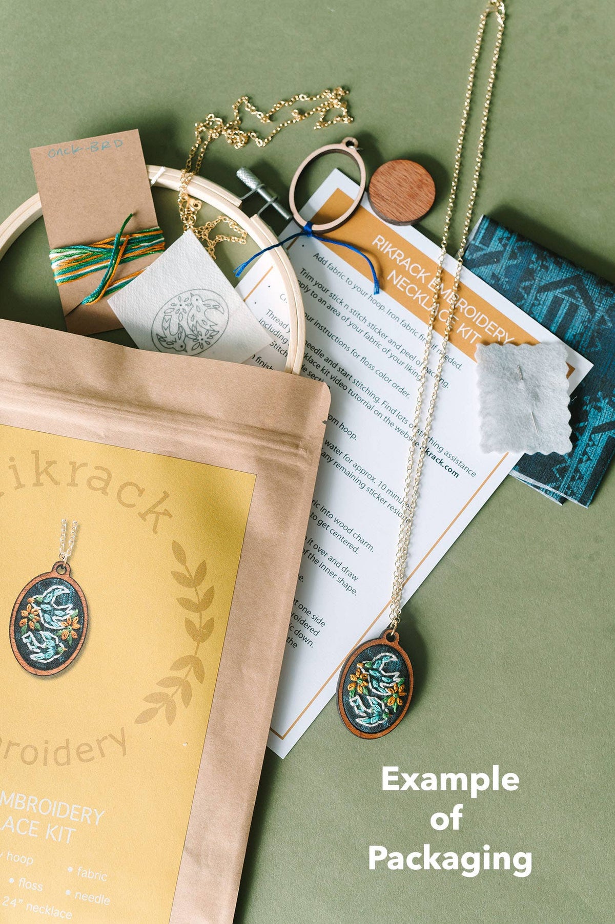 Hand Embroidery Necklace Kit - Round Flowers