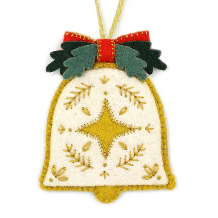 Hand Embroidered Felt Ornament Kit - Bell