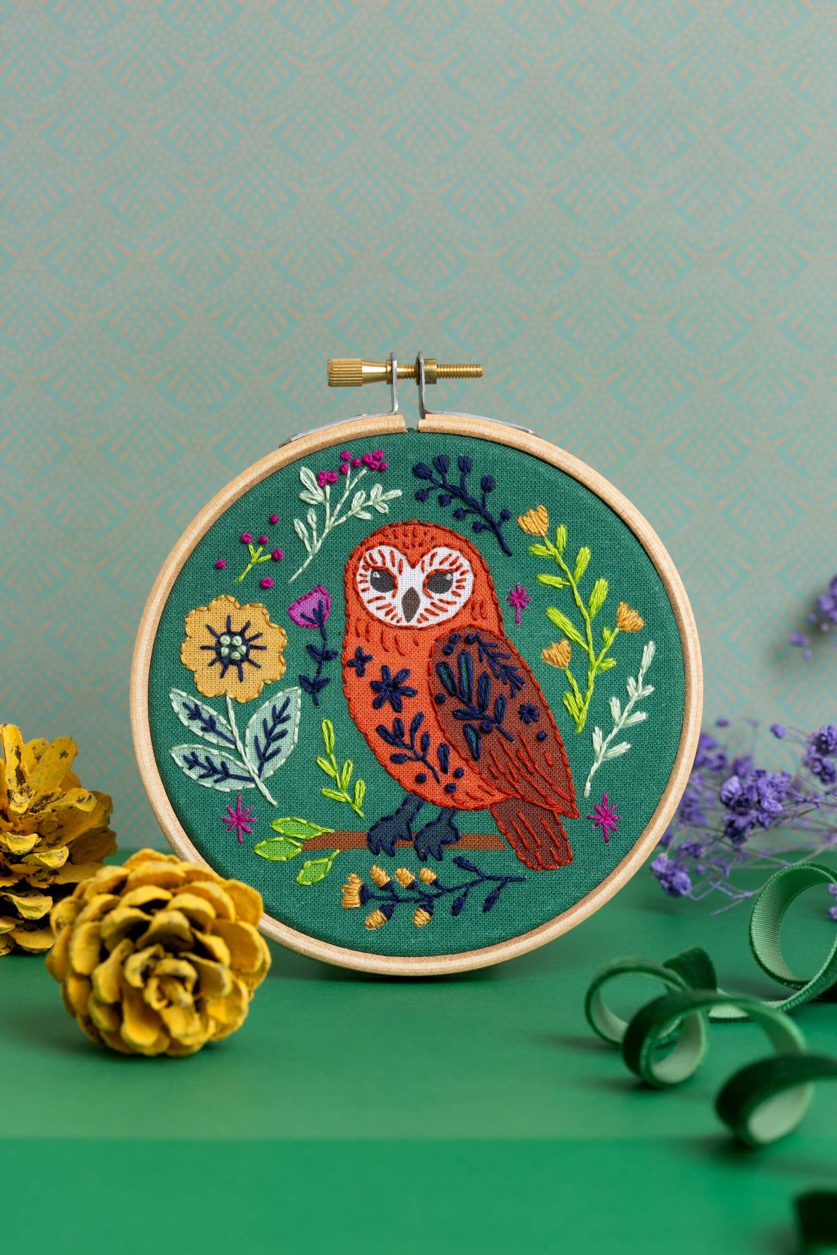 Folk Owl Mini Hand Embroidery Kit