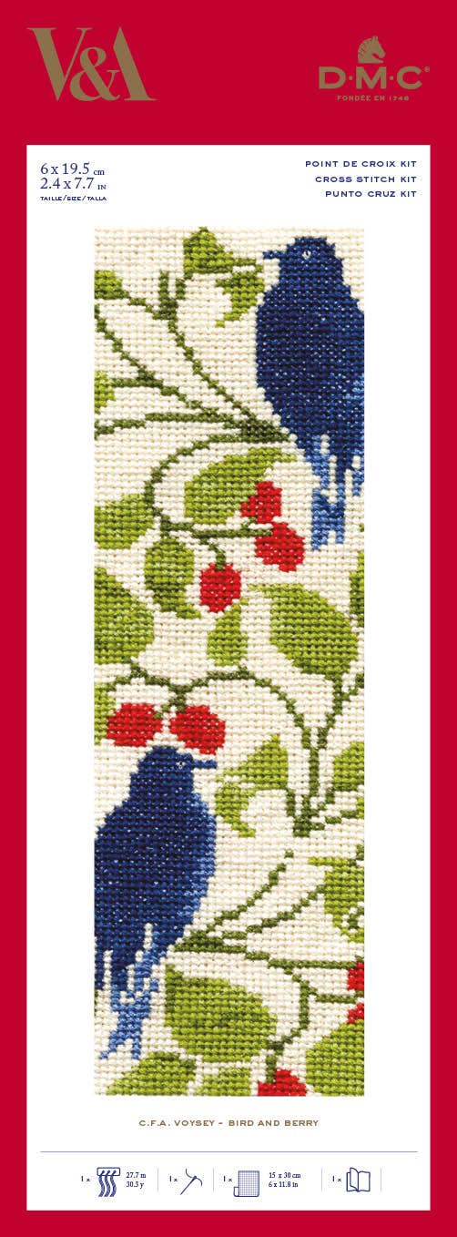 C.F.A. Voysey Bird and Berry Cross Stitch Bookmark Kit