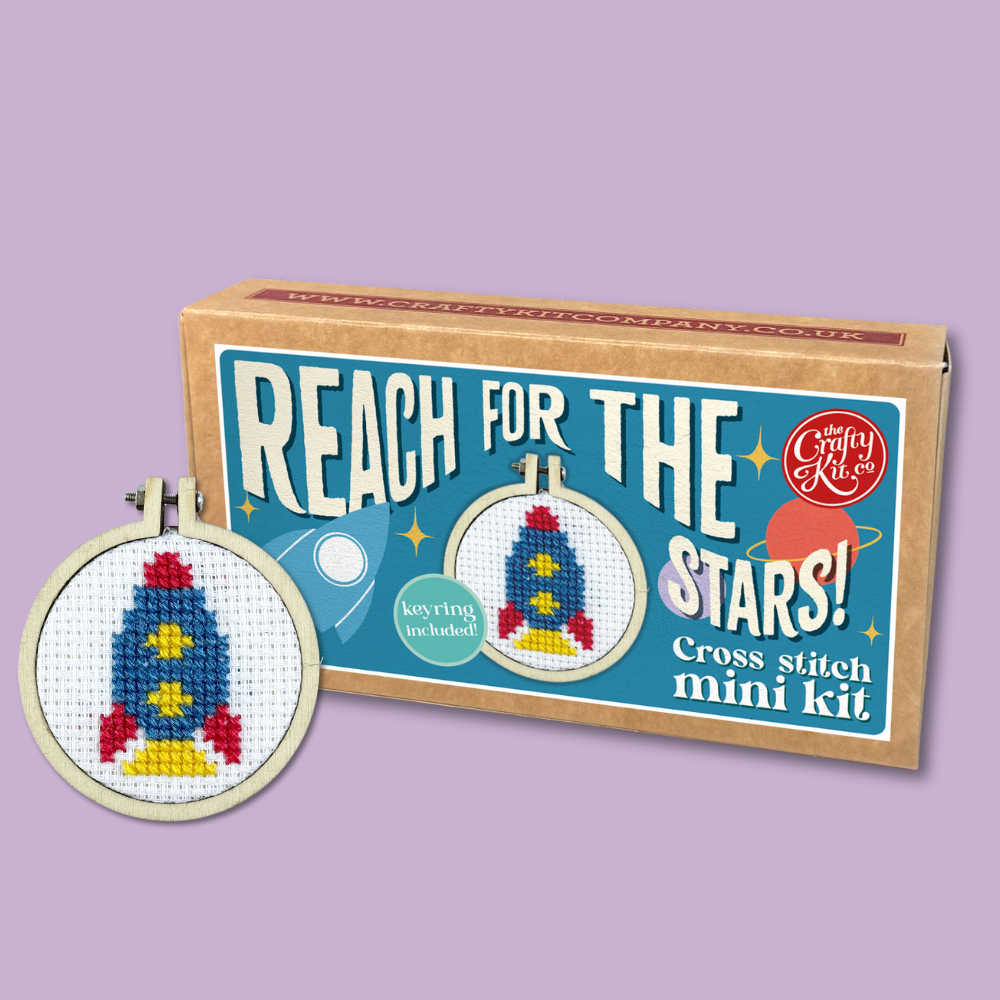 Mini Matchbox Cross Stitch Kit - Reach for the Stars-Stitched Modern