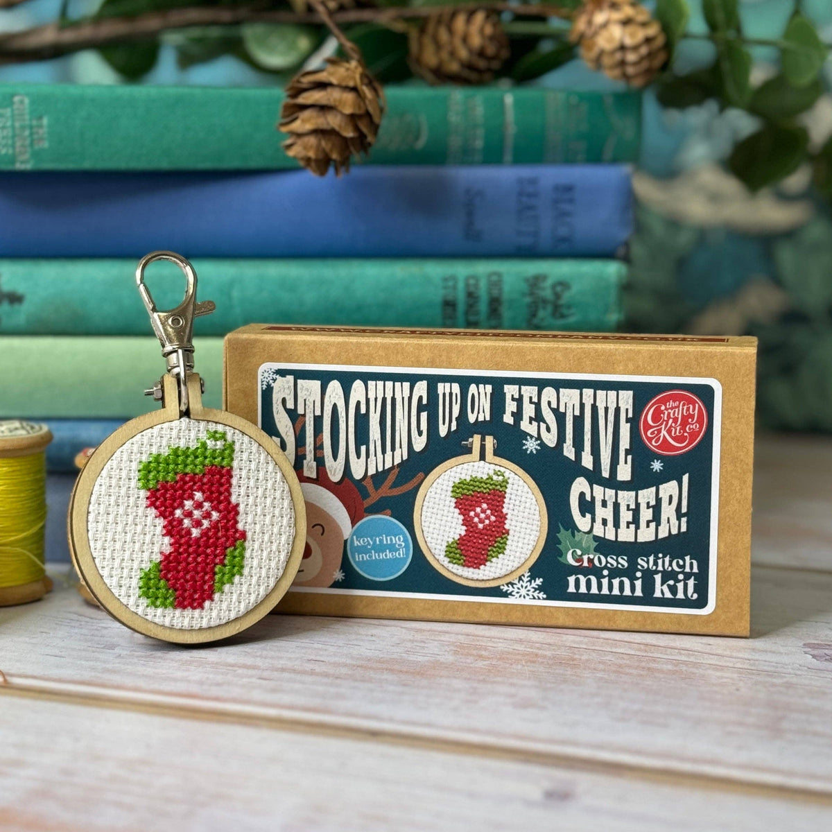 Mini Matchbox Cross Stitch Kit - Christmas Stocking