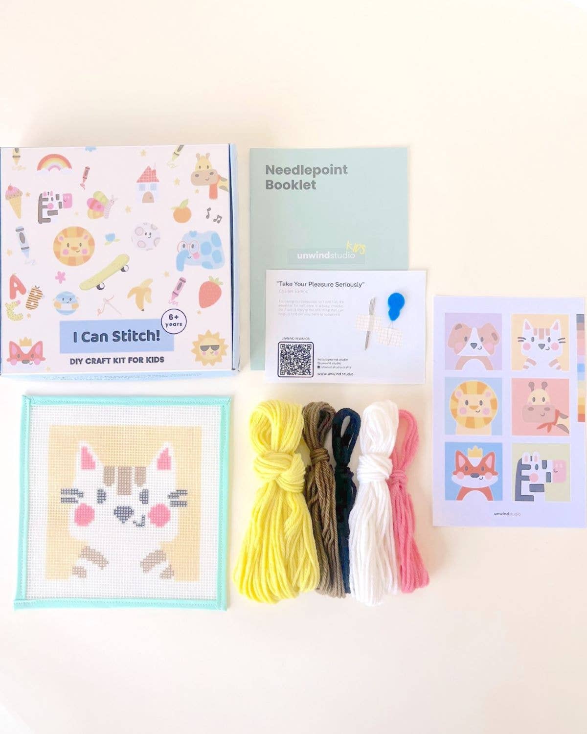 Needlepoint Kit for Kids - Catie, the Cat-Stitched Modern