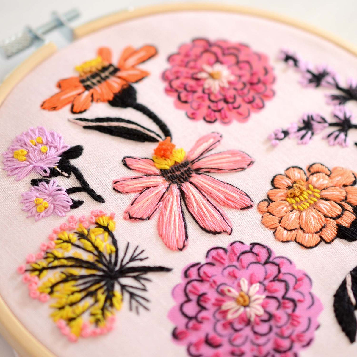 Zinnia Sampler Hand Embroidery Kit