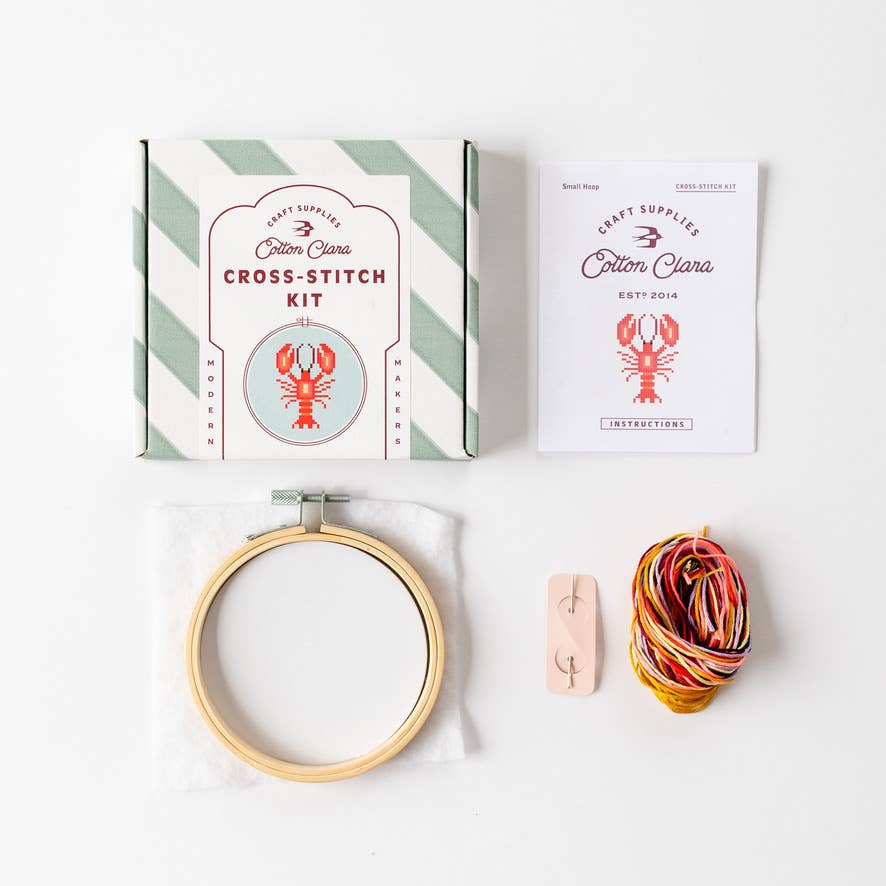 Lobster Beginner Cross Stitch Kit-Stitched Modern