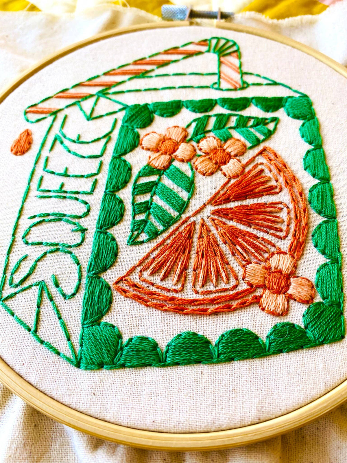 Orange Juice Box Hand Embroidery Kit