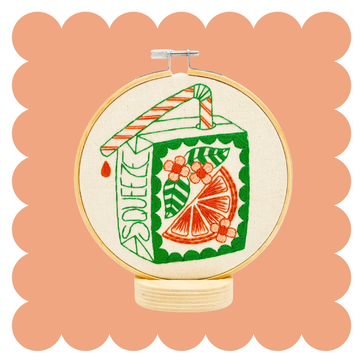 Orange Juice Box Hand Embroidery Kit