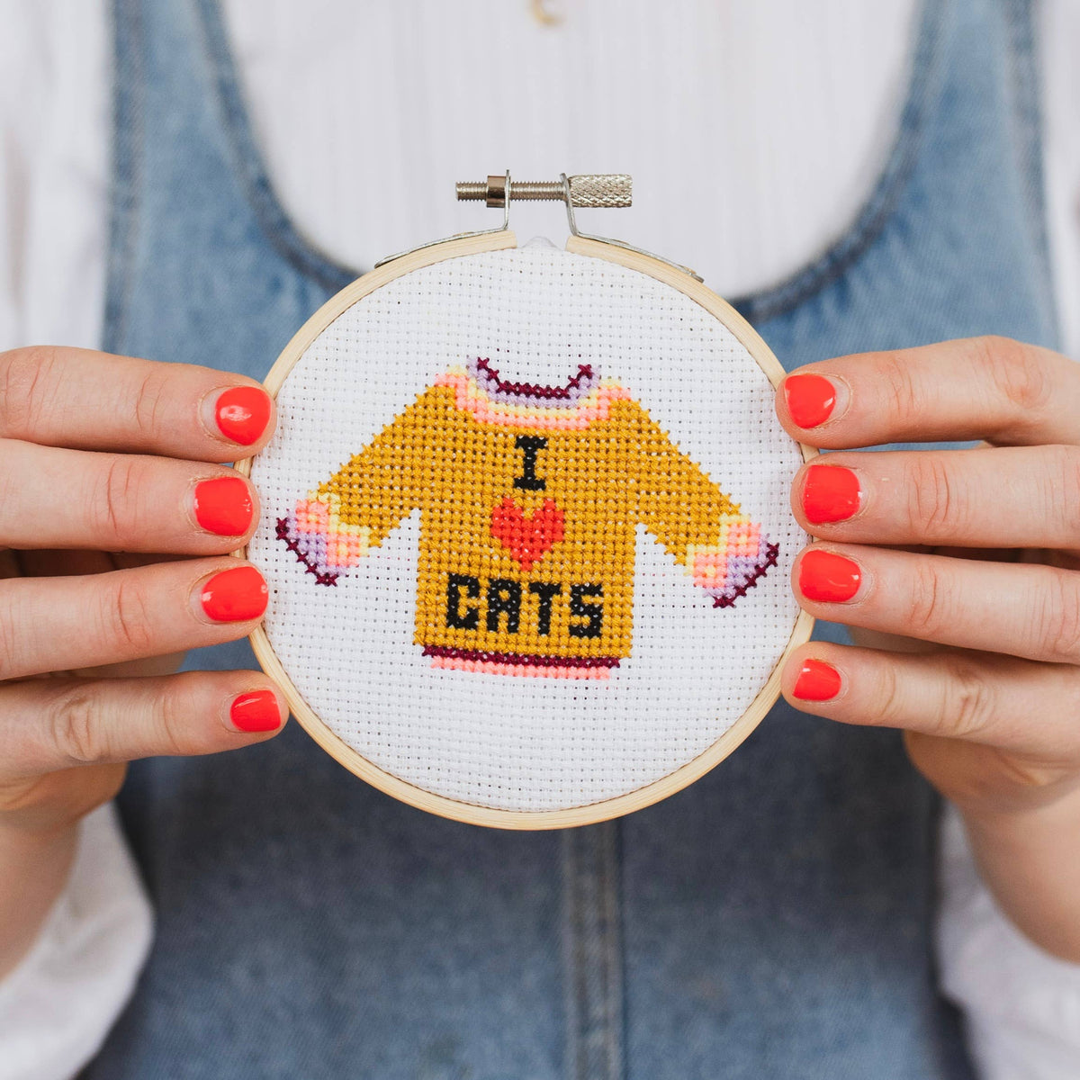 I Love Cats Cross Stitch Kit-Stitched Modern