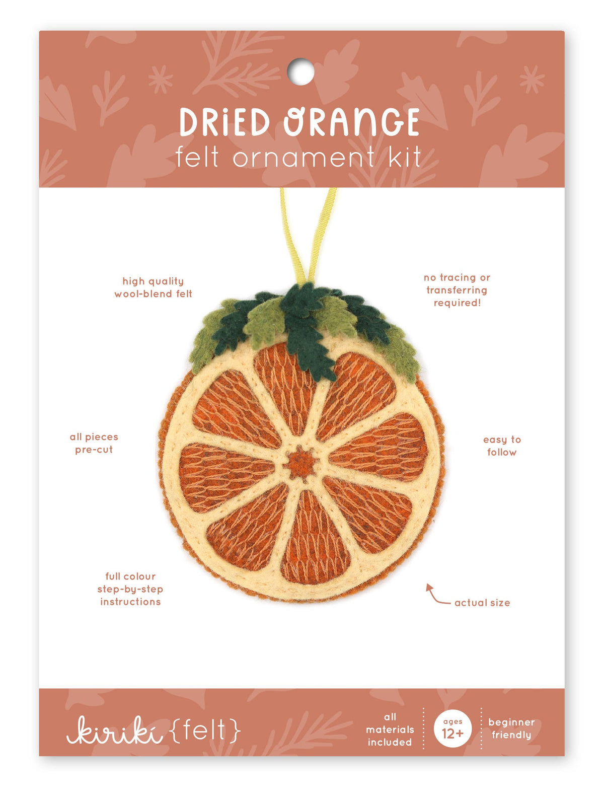 Hand Embroidered Felt Ornament Kit - Dried Orange