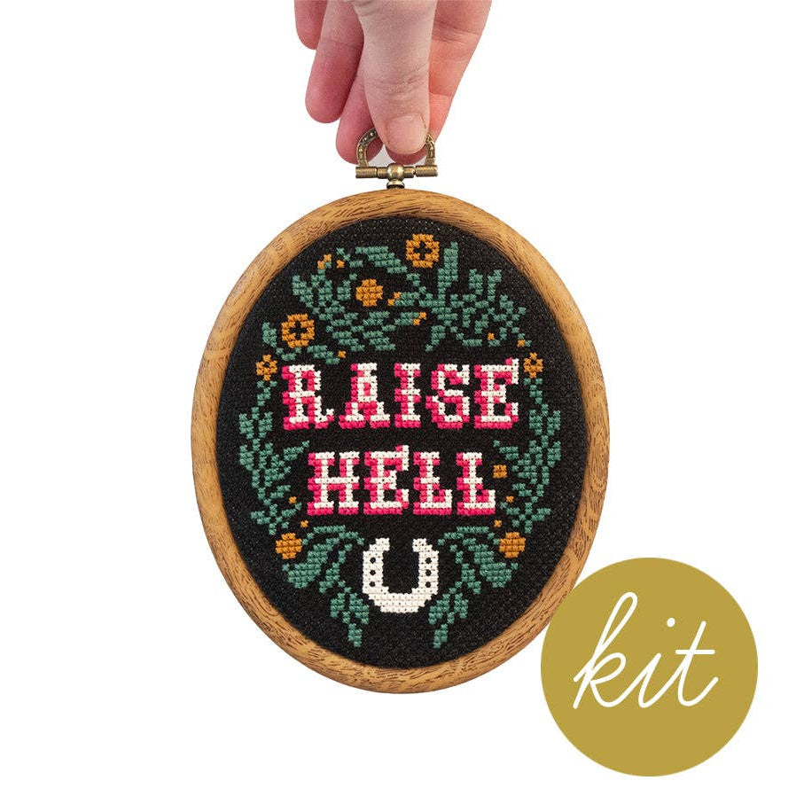Raise Hell Cross Stitch Kit-Stitched Modern