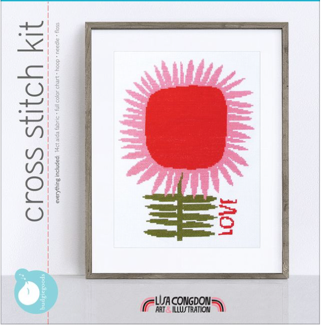 Lisa Congdon LOVE Cross Stitch Kit-Stitched Modern