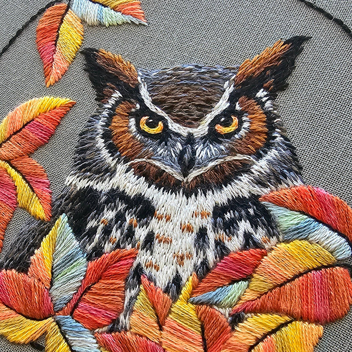 Great Horned Owl Hand Embroidery Kit