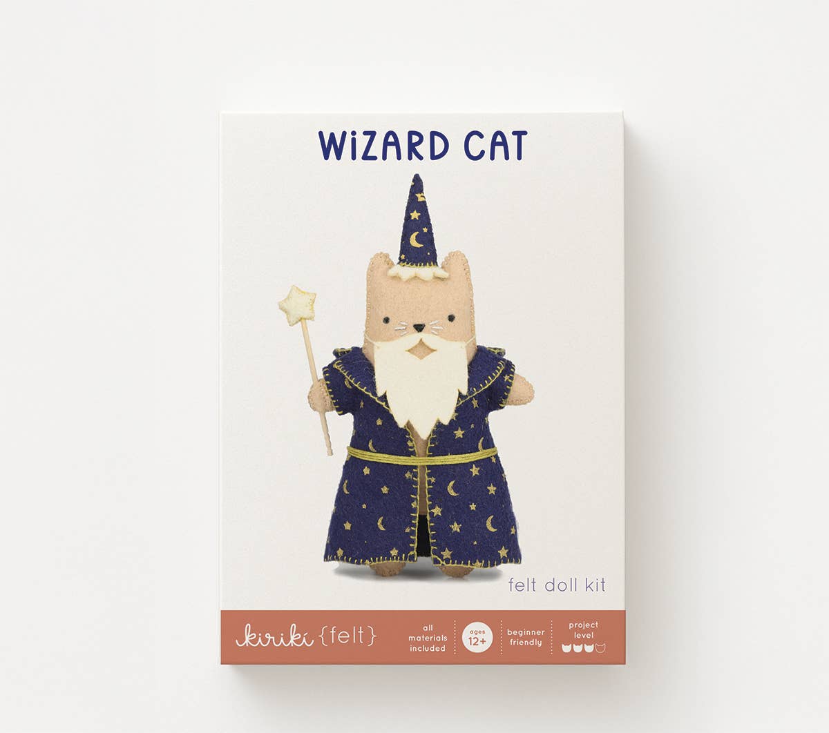 Hand Embroidered Felt Doll Kit - Wizard Cat