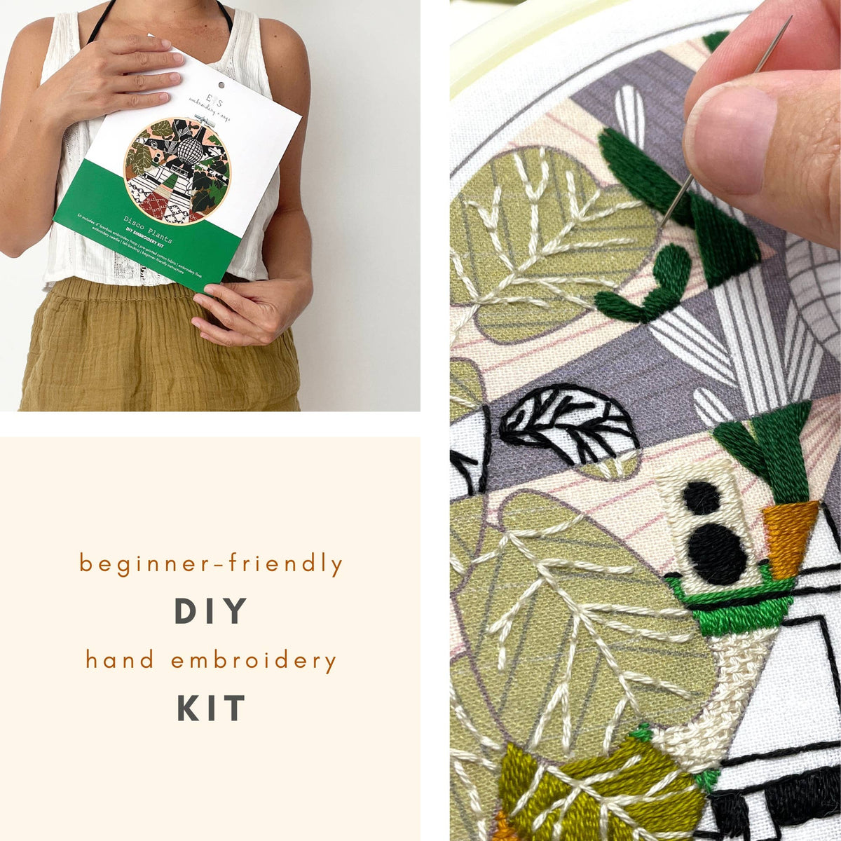 Disco Plants Hand Embroidery Kit