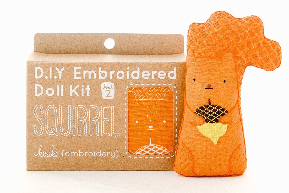 Hand Embroidered Plushie Doll Kit - Squirrel-Stitched Modern