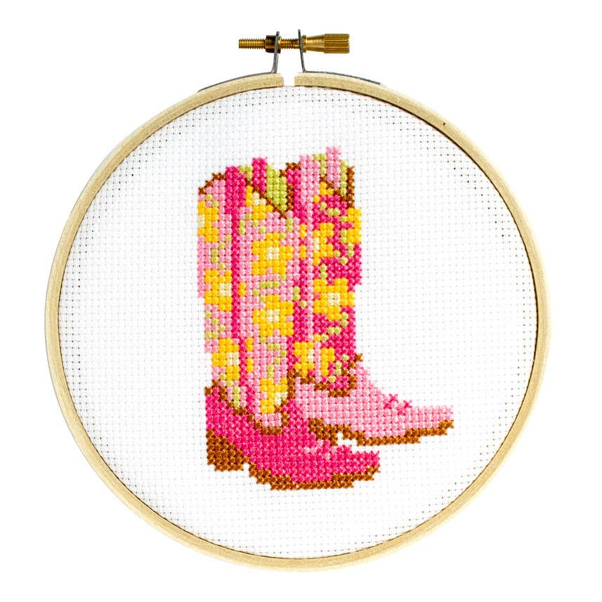 Cowgirl Boots Cross Stitch Kit-Stitched Modern