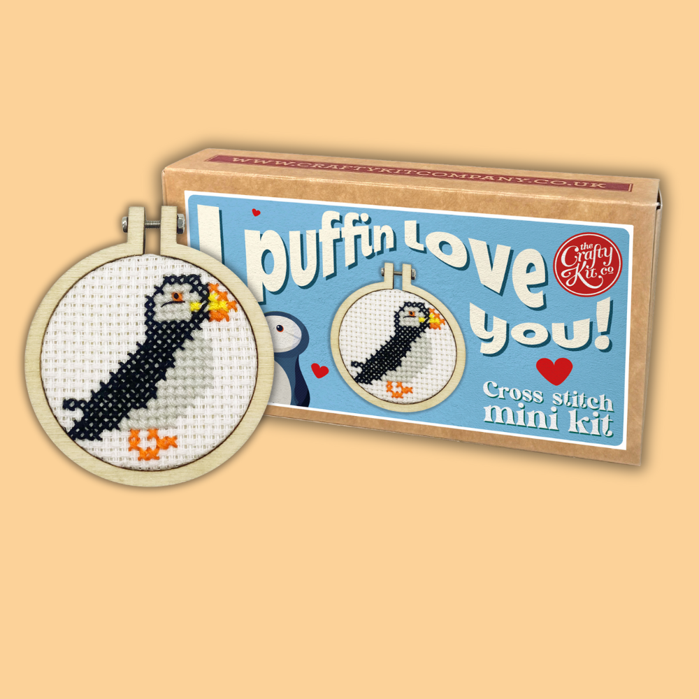 Mini Matchbox Cross Stitch Kit - I Puffin Love You-Stitched Modern