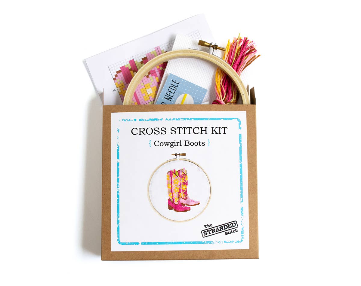 Cowgirl Boots Cross Stitch Kit-Stitched Modern