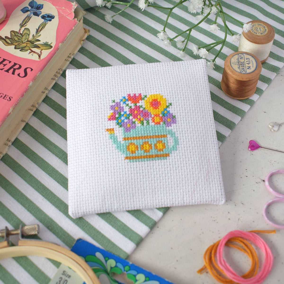 Watering Can Mini Cross Stitch Kit-Stitched Modern