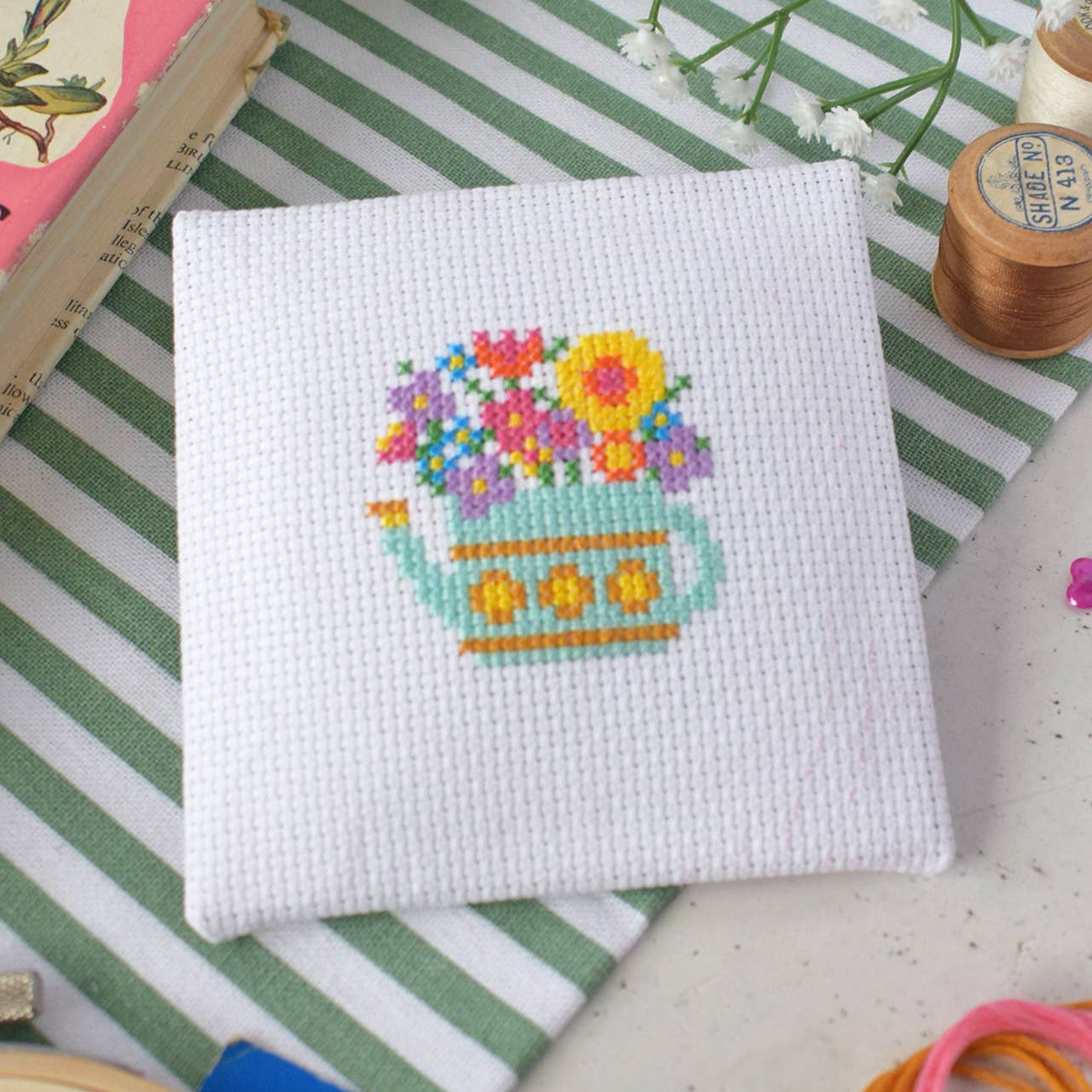 Watering Can Mini Cross Stitch Kit-Stitched Modern