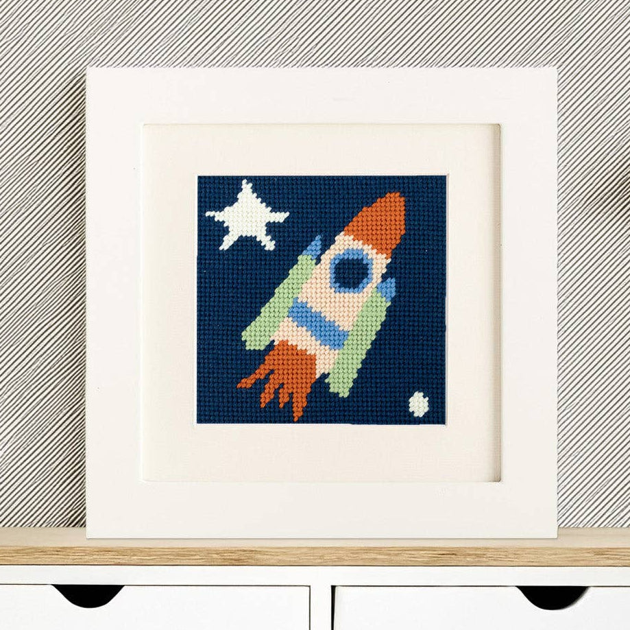 Needlepoint Kit for Kids - Rocket to the Stars-Stitched Modern