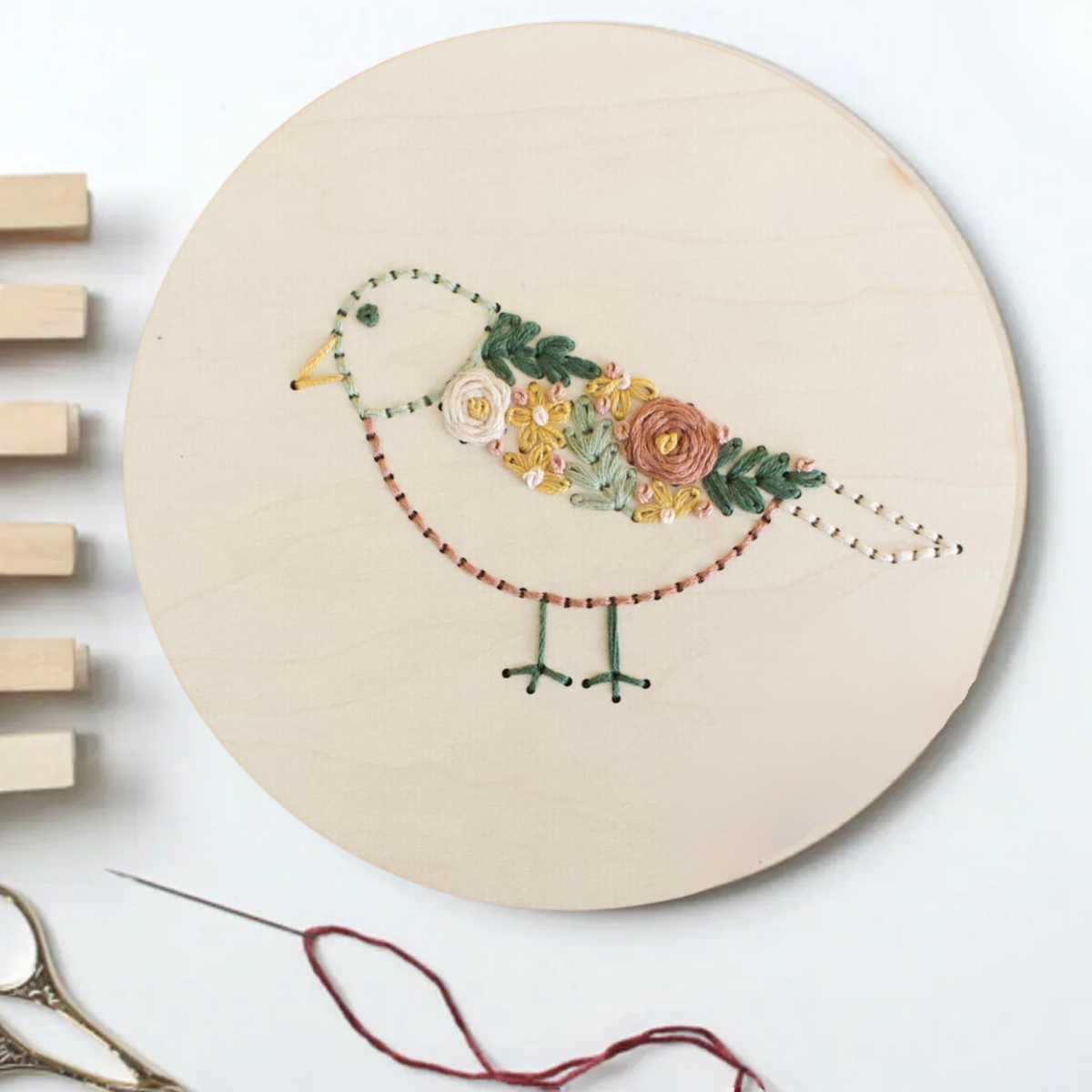 Floral Bird Hand Embroidery Kit