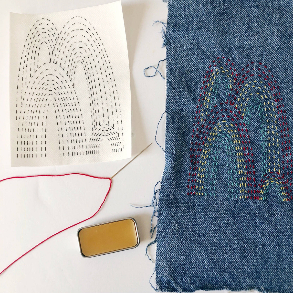 Stick & Stitch Mending Patch - Red (Set #2)-Stitched Modern