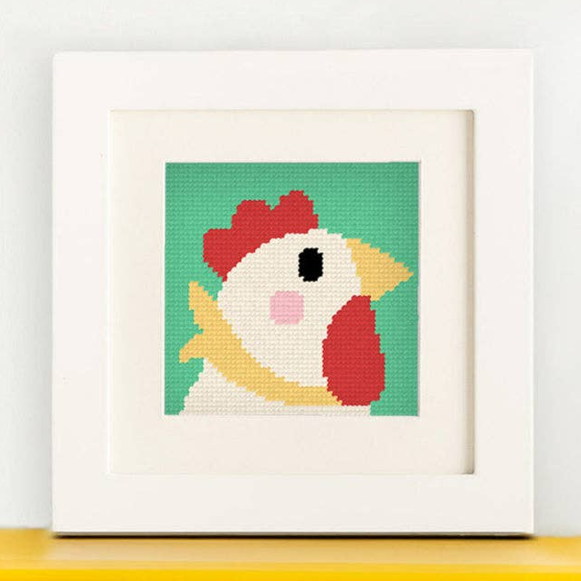 Needlepoint Kit for Kids - Rick, the Rooster-Stitched Modern