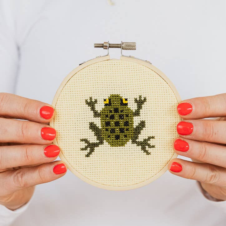 Frog Cross Stitch Kit-Stitched Modern