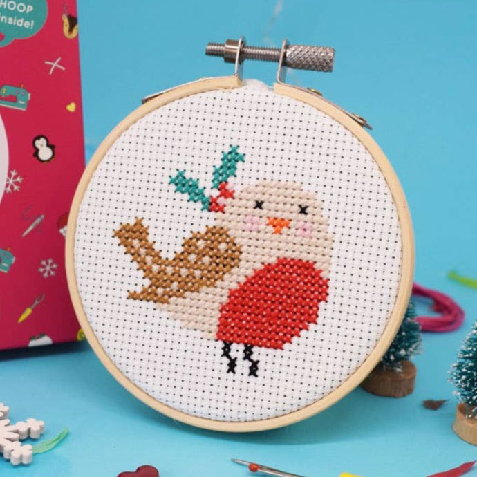 Mini Cross Stitch Kit - Christmas Robin