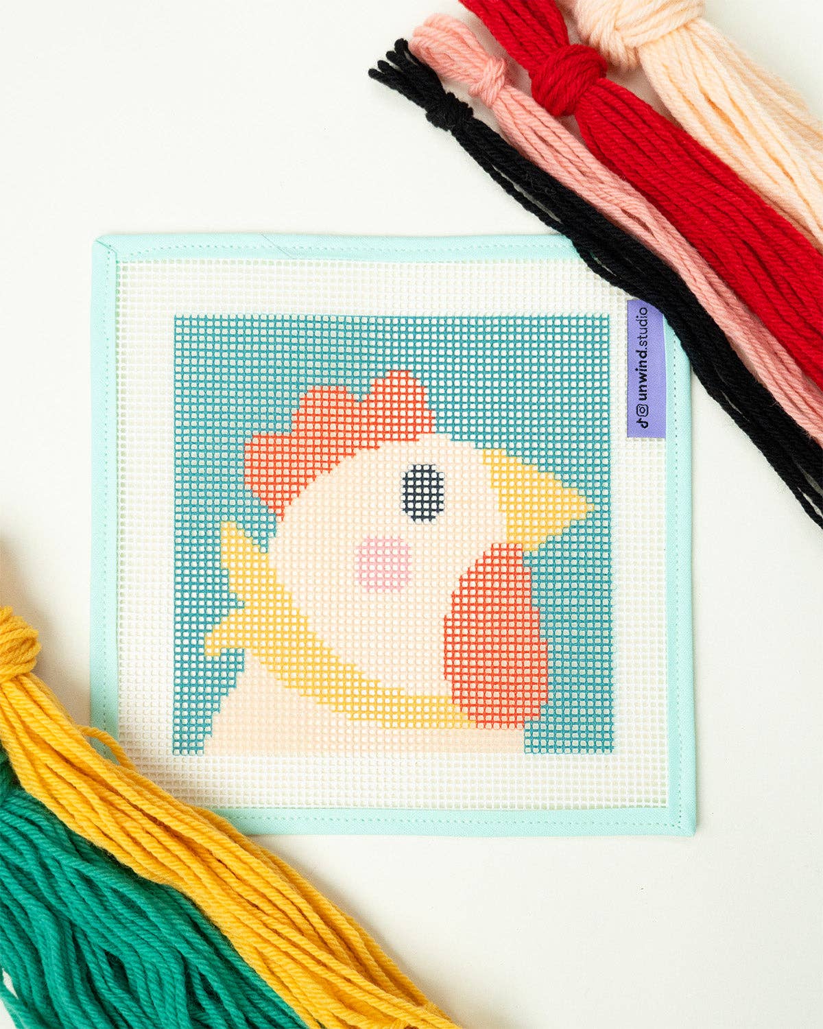 Needlepoint Kit for Kids - Rick, the Rooster-Stitched Modern