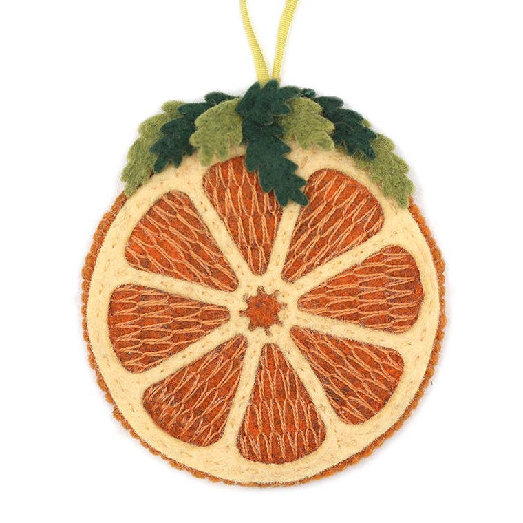 Hand Embroidered Felt Ornament Kit - Dried Orange-Stitched Modern