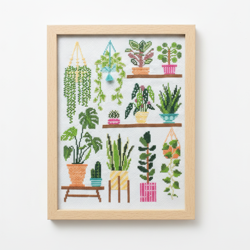 Homey Houseplants V1 Cross Stitch Kit
