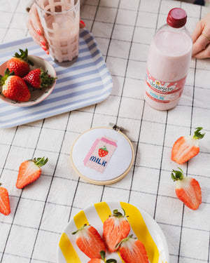 Strawberry Milk Cross Stitch Kit