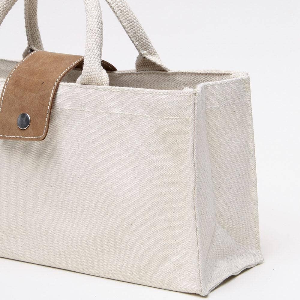 Canvas Craft Tote with Leather Snap Closure