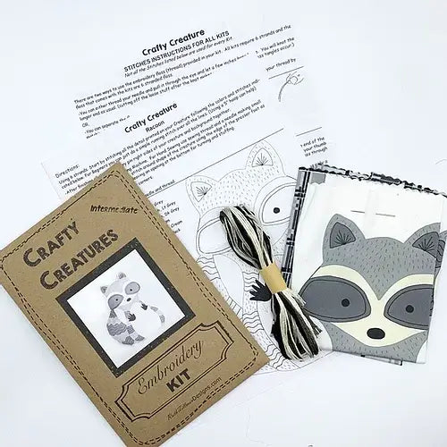 Raccoon Stuffie Hand Embroidery Kit