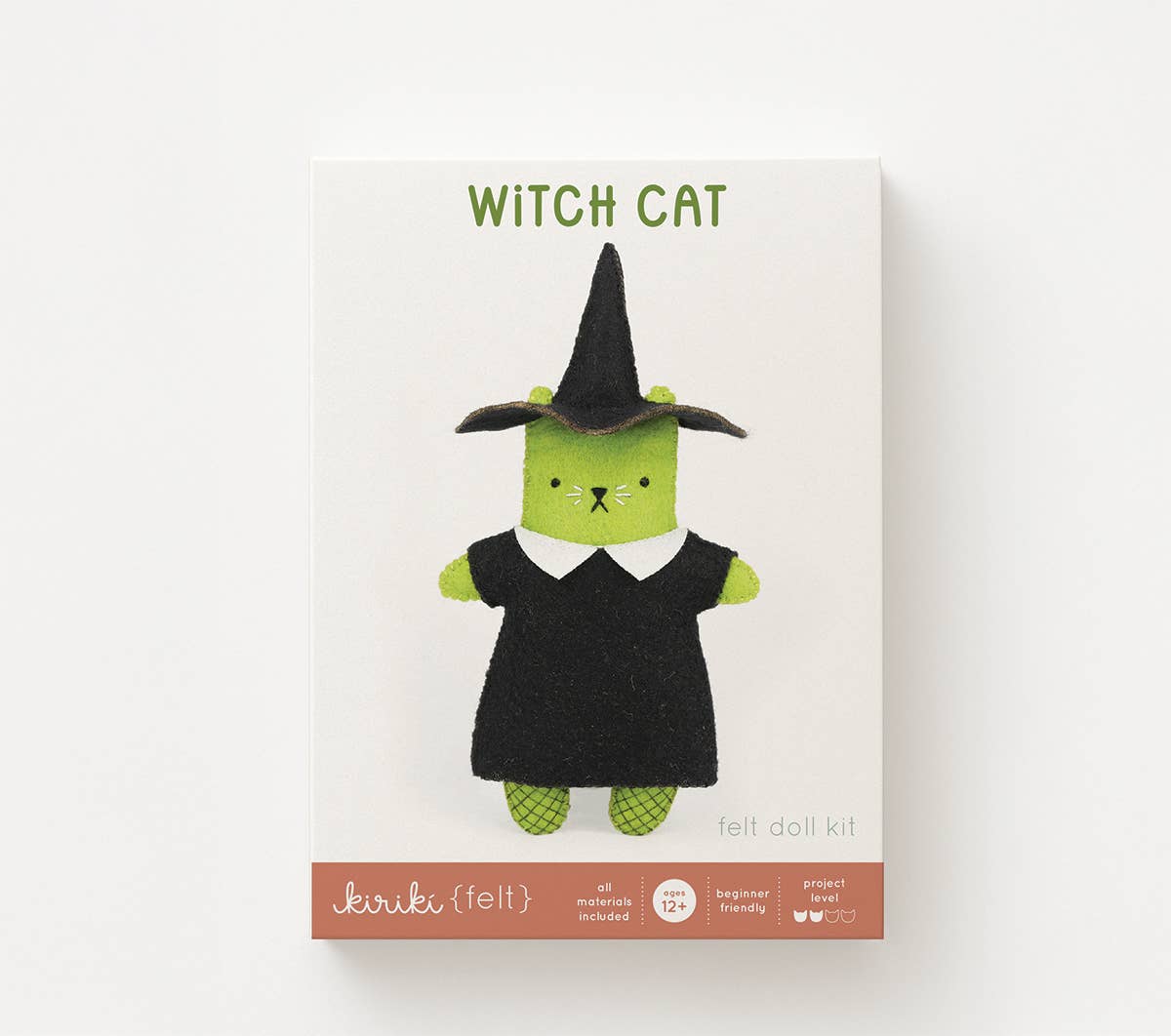 Hand Embroidered Felt Doll Kit - Witch Cat