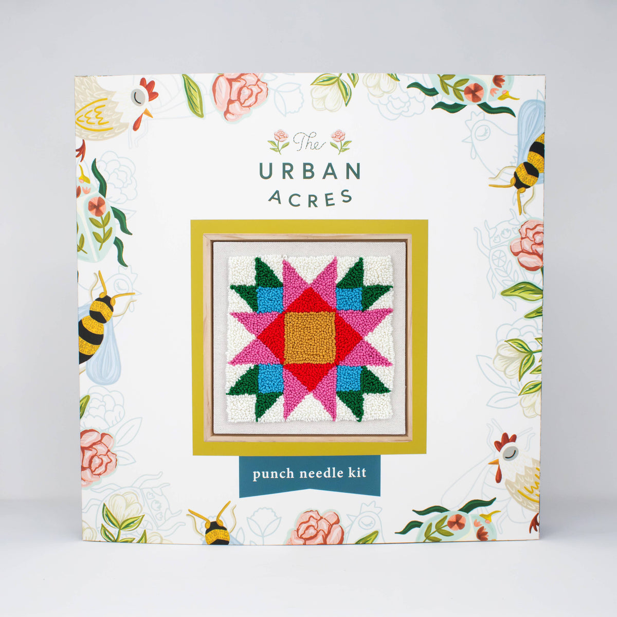 Rainbow Quilt Square Punch Needle Frame Kit