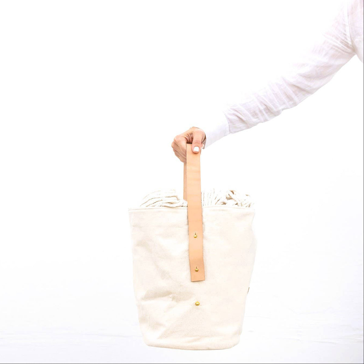 Handcrafted Canvas & Leather Storage Basket