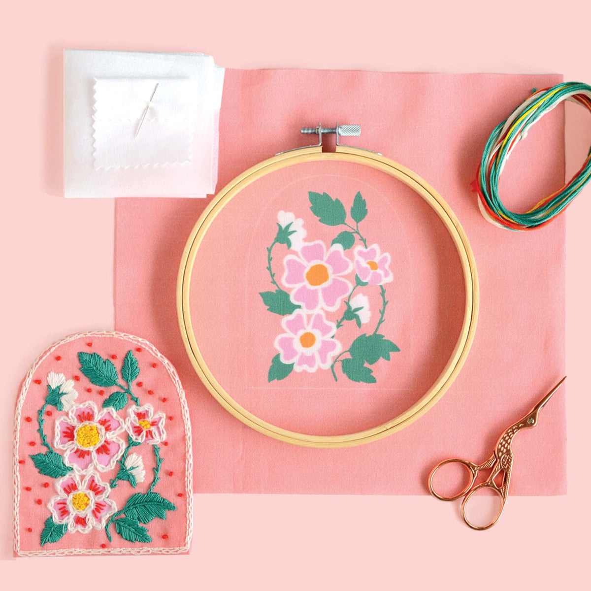 Roses Hand Embroidery Patch Kit