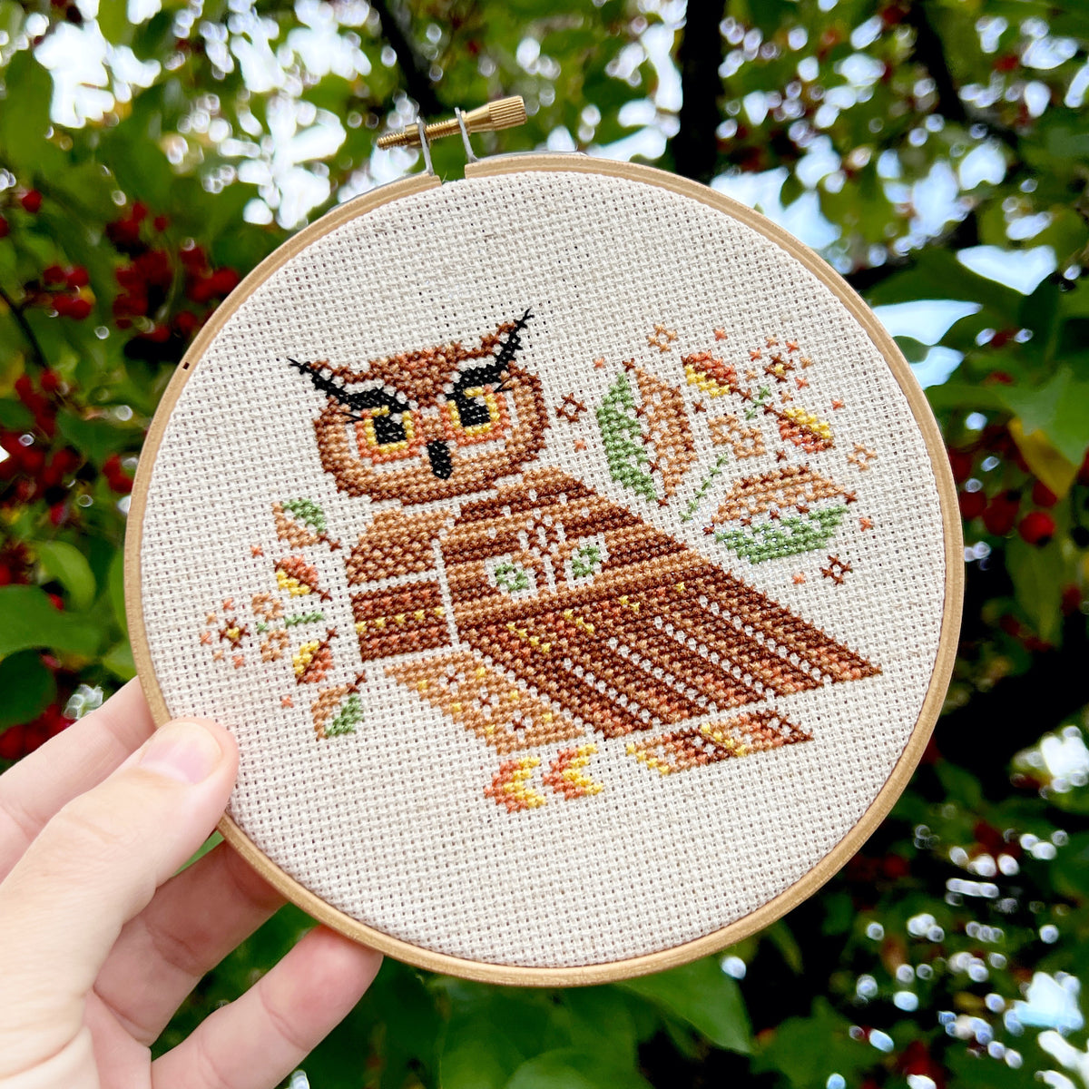 Autumn Owl Cross Stitch Pattern