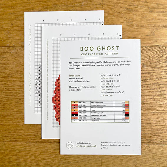Boo Ghost Cross Stitch Pattern